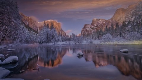 Обои озеро, горы, природа, лес, зима, отражение, пейзаж, lake, mountains, nature, forest, winter, reflection, landscape разрешение 1920x1200 Загрузить