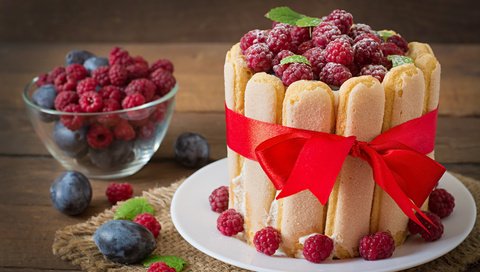 Обои малина, ягоды, 1, торт, десерт, бант, сливы, савоярди, raspberry, berries, cake, dessert, bow, plum, savoiardi разрешение 6000x4000 Загрузить