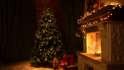 Обои новый год, елка, подарки, камин, рождество, гирлянда, new year, tree, gifts, fireplace, christmas, garland разрешение 1920x1200 Загрузить