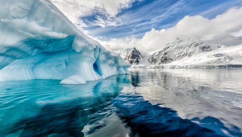 Обои пейзаж, айсберг, океан, льды, антарктика, арктика, landscape, iceberg, the ocean, ice, antarctica, arctic разрешение 1920x1200 Загрузить