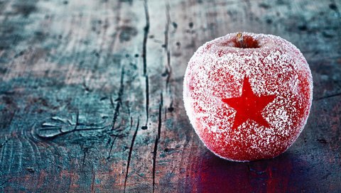 Обои фрукты, яблоко, рождество, звездочка, деревянная поверхность, fruit, apple, christmas, asterisk, wooden surface разрешение 3840x2575 Загрузить