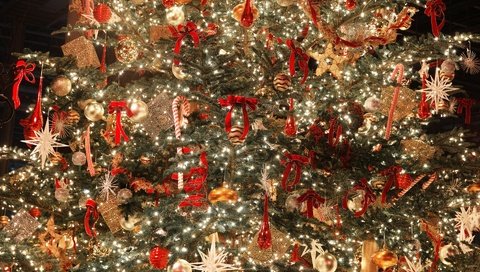 Обои новый год, елка, украшения, рождество, елочные игрушки, рождественские огни, new year, tree, decoration, christmas, christmas decorations разрешение 1920x1200 Загрузить