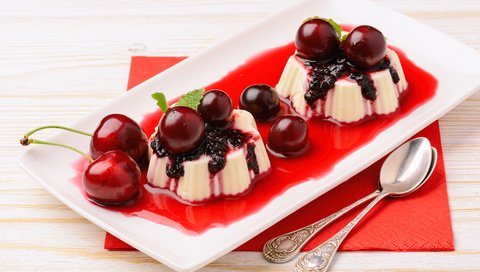 Обои мята, ягоды, вишня, сладость, десерт, соус, mint, berries, cherry, the sweetness, dessert, sauce разрешение 4754x3164 Загрузить