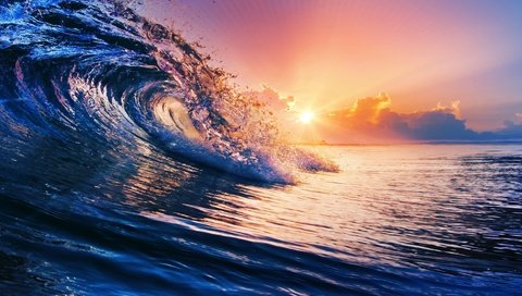 Обои закат, море, волна, sunset, sea, wave разрешение 2500x1563 Загрузить
