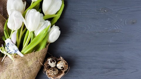 Обои цветы, весна, букет, тюльпаны, пасха, яйца, праздник, декор, flowers, spring, bouquet, tulips, easter, eggs, holiday, decor разрешение 5466x3744 Загрузить