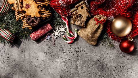 Обои новый год, украшения, рождество, печенье, леденцы, новогодние украшения, new year, decoration, christmas, cookies, lollipops, christmas decorations разрешение 1920x1200 Загрузить