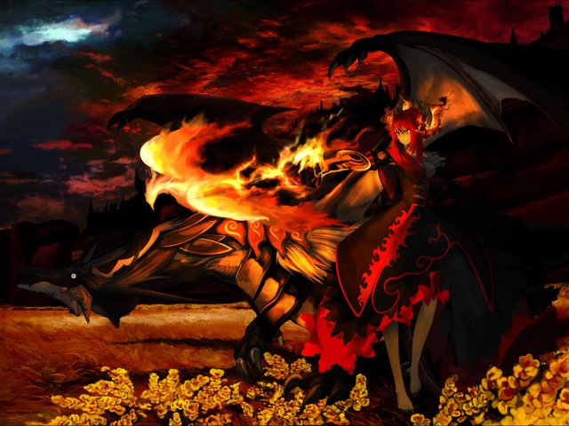 Обои пламя, дракон, феникс, демон, flame, dragon, phoenix, the demon разрешение 4100x3000 Загрузить