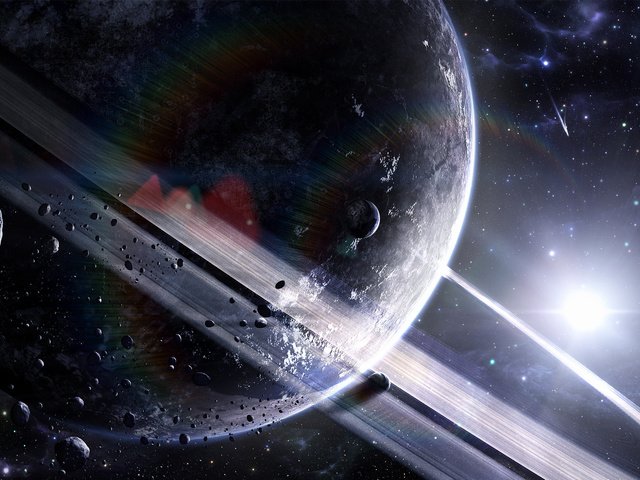 Обои звезды, планеты, астероиды, кольцо, stars, planet, asteroids, ring разрешение 1920x1200 Загрузить