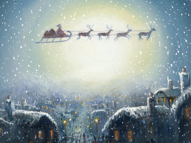 Обои огни, окна, снег, олени, город, праздник, домики, рождество, подарки, упряжка, сани, сочельник, дед мороз, спешит, картинка, колесница, lights, windows, snow, deer, the city, holiday, houses, christmas, gifts, team, sleigh, christmas eve, santa claus, hurry, picture, chariot разрешение 1920x1080 Загрузить