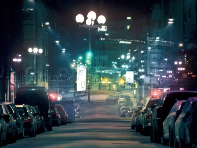 Обои дорога, ночь, фонари, огни, город, улица, машины, автомобили, road, night, lights, the city, street, machine, cars разрешение 1920x1080 Загрузить