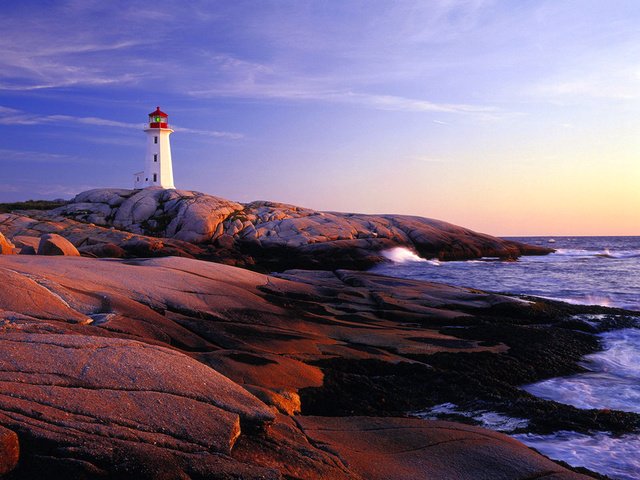 Обои закат, море, маяк, океан, канада, новая шотландия, маяк пегги-пойнт, маяк пеггис-коув, peggys point lighthouse, peggy's cove, sunset, sea, lighthouse, the ocean, canada разрешение 1920x1200 Загрузить