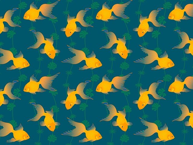 Обои арт, узор, рыбы, золотая рыбка, водоросли, хвост, art, pattern, fish, goldfish, algae, tail разрешение 1920x1280 Загрузить