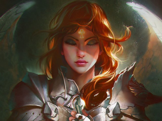 Обои арт, девушка, фэнтези, рыжая, доспехи, art, girl, fantasy, red, armor разрешение 2880x1800 Загрузить