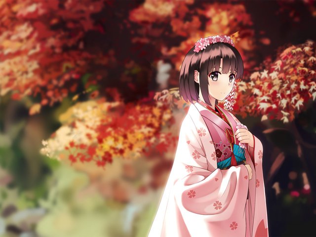 Обои цветы, кимоно, saenai heroine no sodatekata, katou megumi, megumi, flowers, kimono разрешение 2000x1285 Загрузить