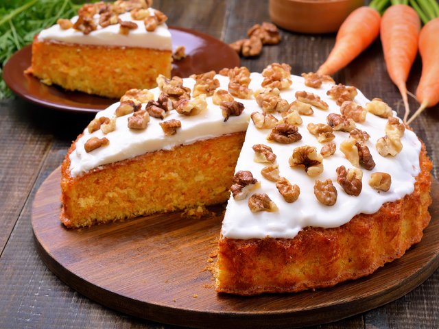 Обои сладкое, торт, десерт, морковь, грецкие орехи, крем, sweet, cake, dessert, carrots, walnuts, cream разрешение 3922x2598 Загрузить