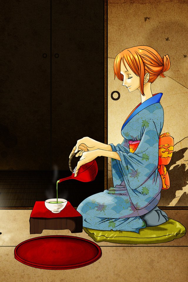 Обои комната, чай, кимоно, one piece, nami, японская одеда, room, tea, kimono, japanese oded разрешение 1920x1200 Загрузить