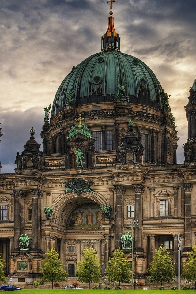 Обои небо, собор, германия, купол, берлинский кафедральный собор, the sky, cathedral, germany, the dome, berlin cathedral разрешение 2560x1600 Загрузить