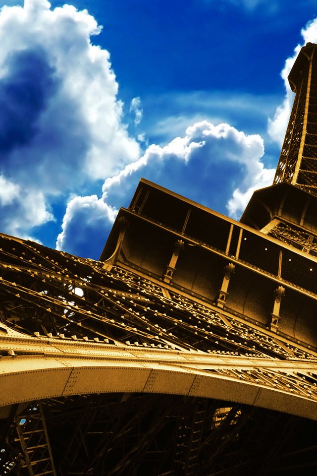 Обои небо, облака, париж, эйфелева башня, перспектива, the sky, clouds, paris, eiffel tower, perspective разрешение 1920x1200 Загрузить