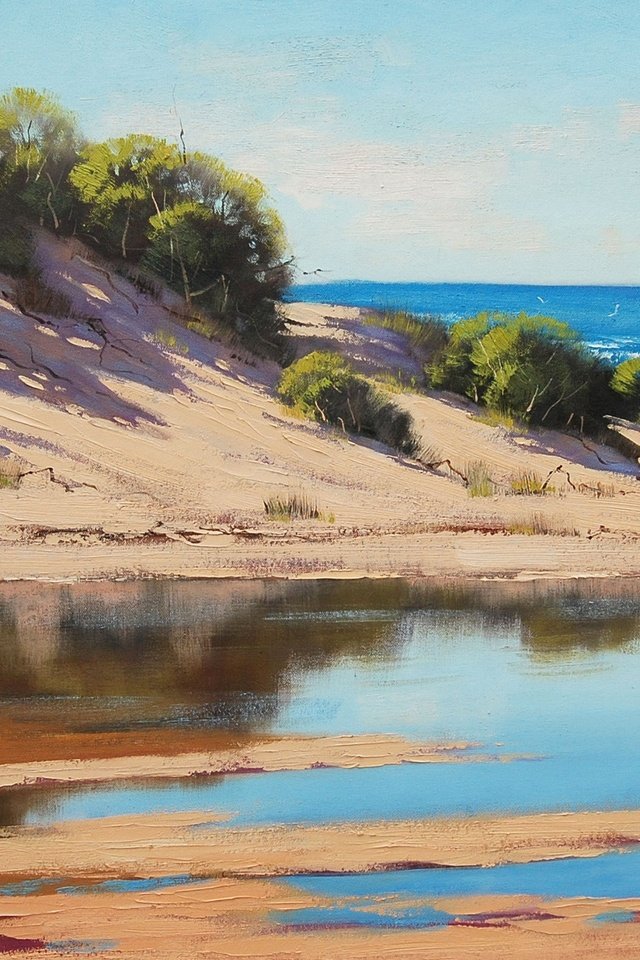 Обои арт, рисунок, вода, море, песок, пляж, кусты, coastal beach dunes, artsaus, art, figure, water, sea, sand, beach, the bushes разрешение 2560x1600 Загрузить