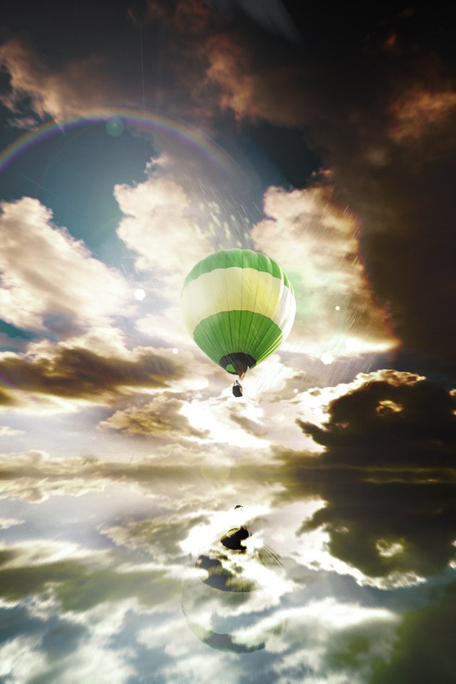 Обои небо, облака, воздушный шар, nashi, vozdushnye, mechty, the sky, clouds, balloon разрешение 1920x1080 Загрузить