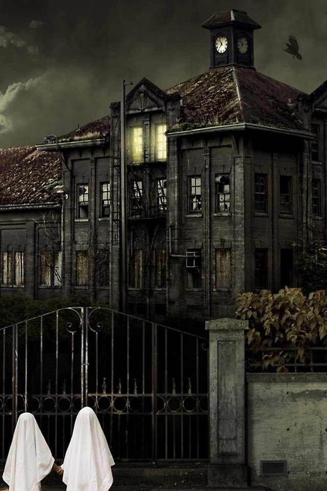Обои дом, хэллоуин, привидения, мрачный заброшенный дом, house, halloween, ghosts, dark abandoned house разрешение 2560x1440 Загрузить