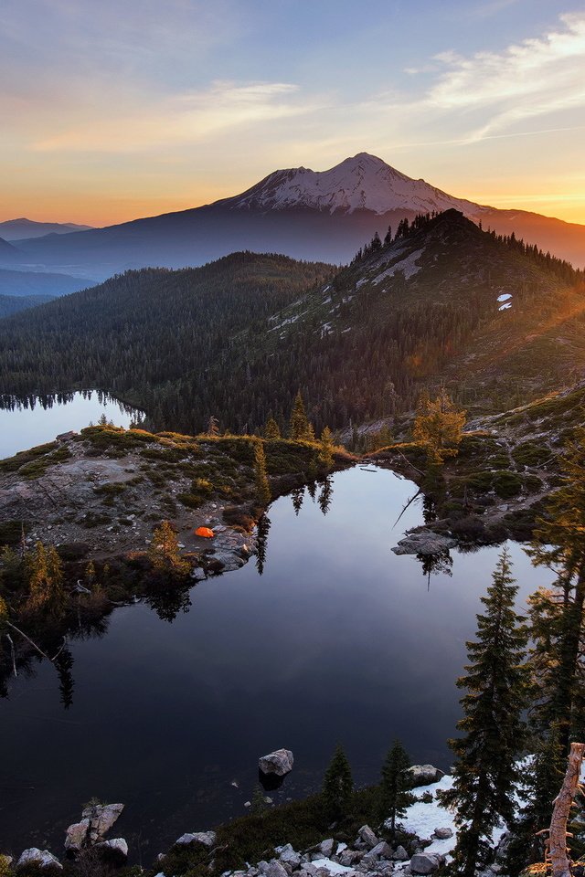 Обои горы, восход, природа, heart lake, mountains, sunrise, nature разрешение 1920x1299 Загрузить