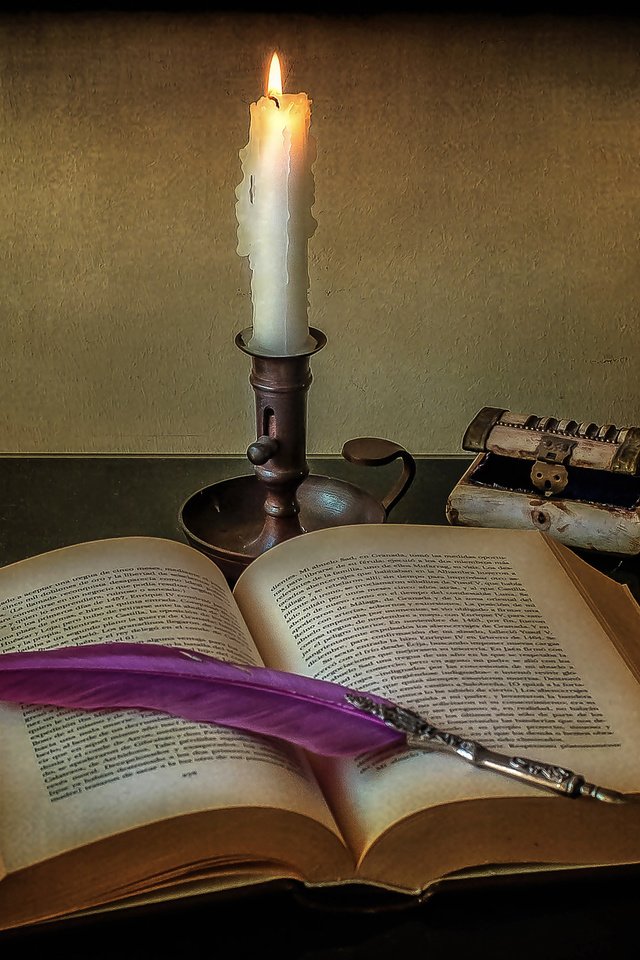 Обои пламя, свеча, книга, перо, натюрморт, пламя свечи, flame, candle, book, pen, still life, the flame of a candle разрешение 3510x2382 Загрузить