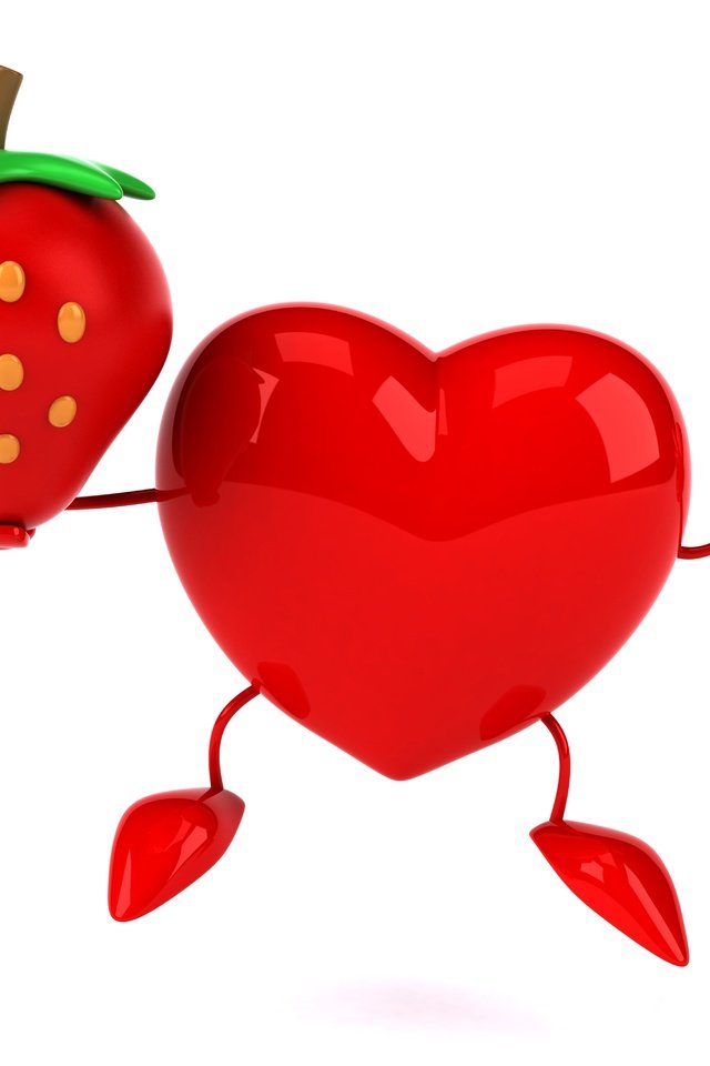 Обои клубника, сердце, 3d art, ренденринг, забавная, сердечка, strawberry, heart, rendering, funny разрешение 6000x4000 Загрузить