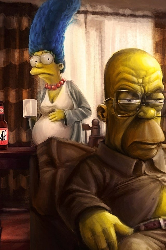 Обои симпсоны, во все тяжкие, гомер, барт, мардж, the simpsons, breaking bad, homer, bart, marge разрешение 1920x1200 Загрузить