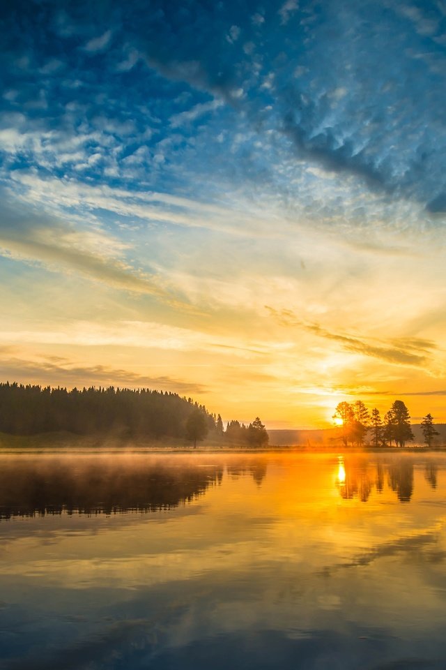 Обои озеро, природа, закат, lake, nature, sunset разрешение 3840x2160 Загрузить