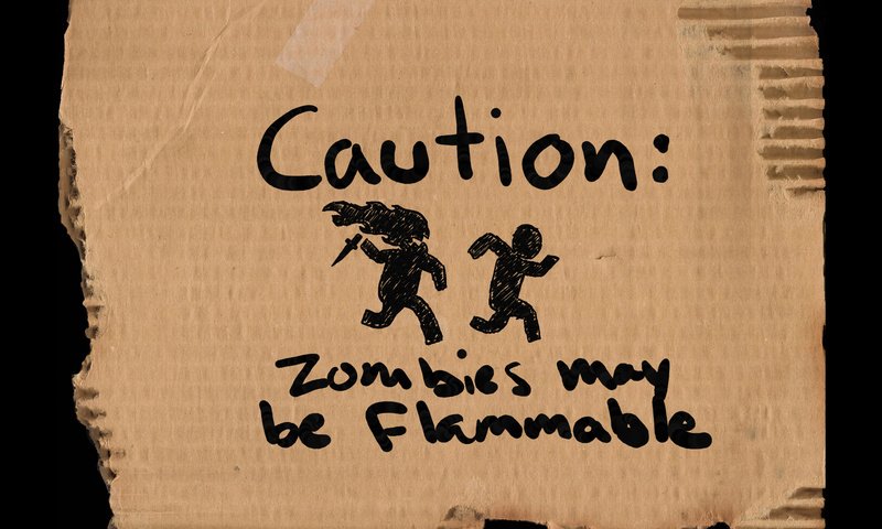 Обои зомби, предупреждение, картон, осторожность, may be, flammable, zombies, warning, cardboard, caution разрешение 1920x1200 Загрузить