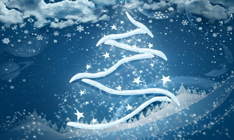 Обои рисунок, новый год, елка, снежинки, синий, звездочки, figure, new year, tree, snowflakes, blue, stars разрешение 1920x1200 Загрузить