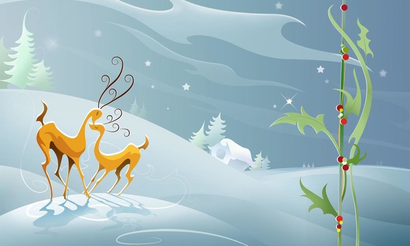 Обои снег, абстракция, зима, нежность, олени, snow, abstraction, winter, tenderness, deer разрешение 1920x1200 Загрузить
