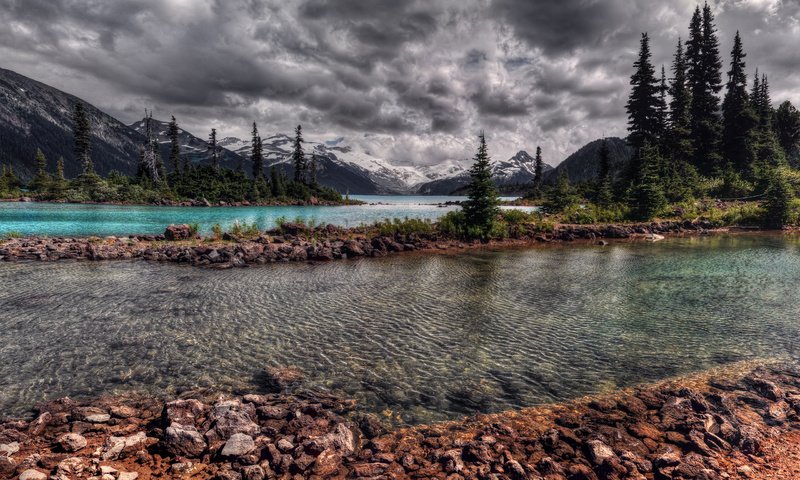 Обои вода, озеро, река, горы, лес, тучи, горная, хвойный, water, lake, river, mountains, forest, clouds, mountain, coniferous разрешение 2560x1600 Загрузить