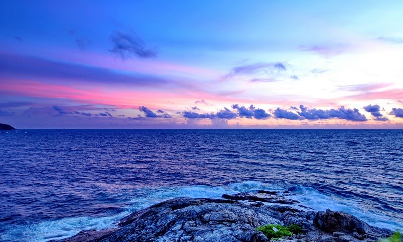 Обои облака, камни, море, рассвет, побережье, таиланд, волны скалы, clouds, stones, sea, dawn, coast, thailand, wave rock разрешение 2560x1600 Загрузить