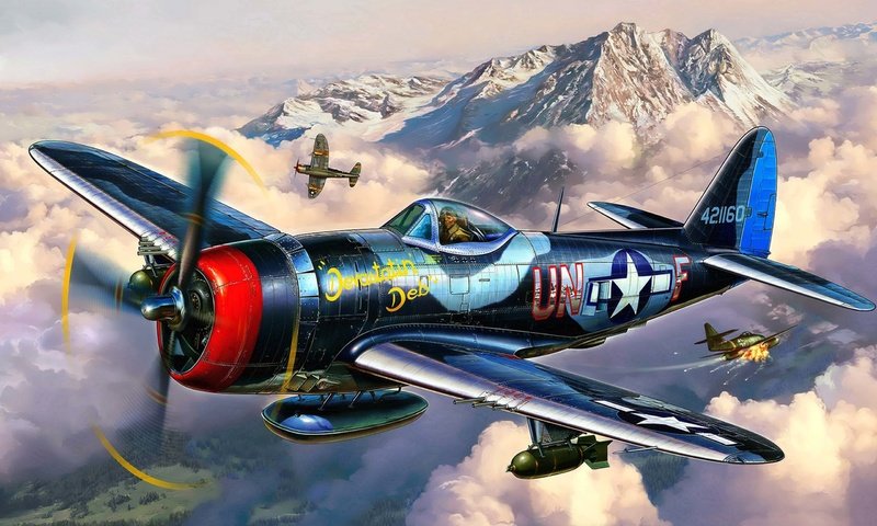 Обои арт, самолет, истребитель, thunderbolt, p-47, республика, art, the plane, fighter, republic разрешение 2560x1600 Загрузить