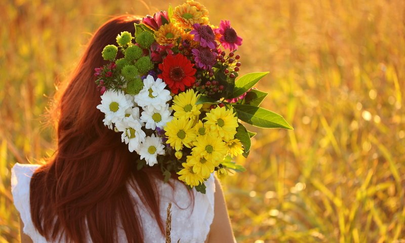 Обои цветы, девушка, лето, flowers, girl, summer разрешение 2560x1600 Загрузить