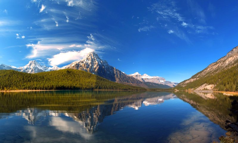 Обои озеро, горы, лес, лейка, lake, mountains, forest разрешение 1920x1200 Загрузить