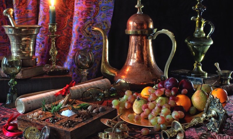 Обои фрукты, посуда, натюрморт, специи, fruit, dishes, still life, spices разрешение 1920x1280 Загрузить