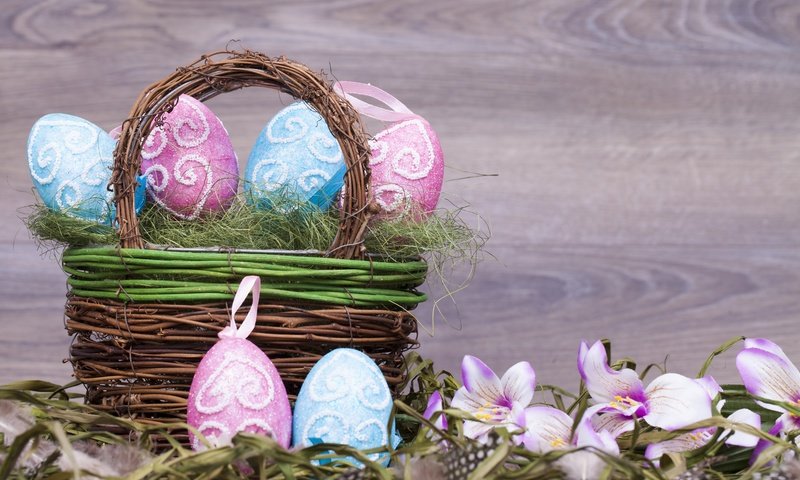 Обои цветы, пасха, корзинка, яйца крашеные, flowers, easter, basket, the painted eggs разрешение 7020x4680 Загрузить