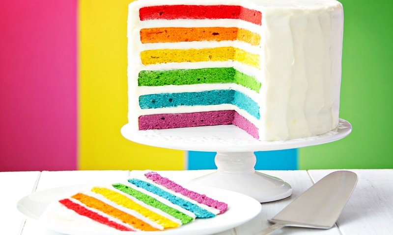 Обои фон, цвет, радуга, сладкое, торт, десерт, слои, крем, background, color, rainbow, sweet, cake, dessert, layers, cream разрешение 2880x1800 Загрузить