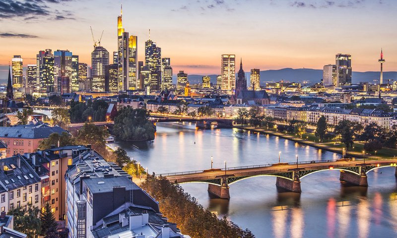 Обои огни, мост, город, германия, франкфурт-на-майне, lights, bridge, the city, germany, frankfurt am main разрешение 1920x1200 Загрузить