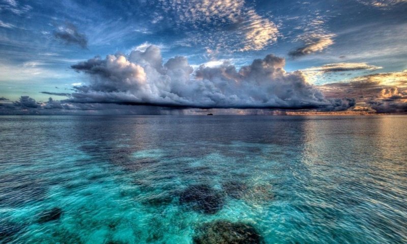 Обои небо, облака, море, морской пейзаж, the sky, clouds, sea, seascape разрешение 1920x1080 Загрузить