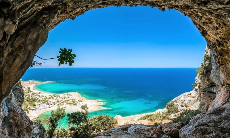 Обои скалы, море, пляж, океан, пещера, rocks, sea, beach, the ocean, cave разрешение 1920x1080 Загрузить