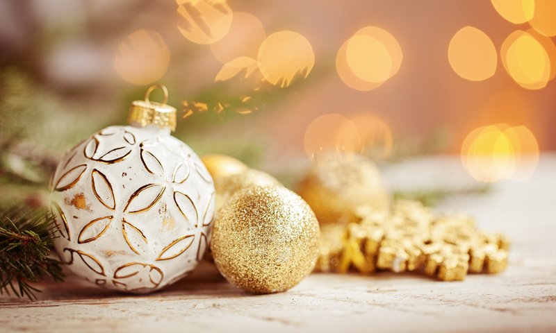 Обои новый год, снежинки, шарики, праздник, рождество, золото, декор, new year, snowflakes, balls, holiday, christmas, gold, decor разрешение 5500x3667 Загрузить