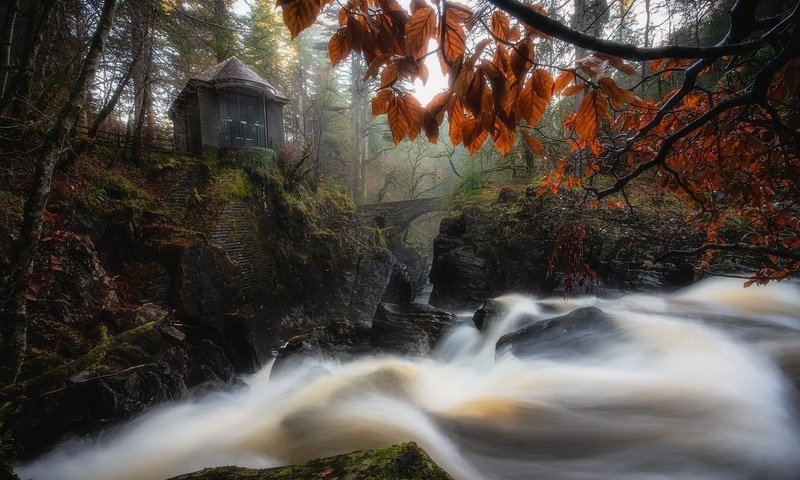 Обои река, лес, мост, водопад, осень, поток, здание, шотландия, river, forest, bridge, waterfall, autumn, stream, the building, scotland разрешение 1940x1222 Загрузить