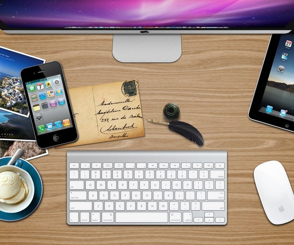 Обои мак, ipad, apple summer desk, айфон, mac, iphone разрешение 1920x1080 Загрузить