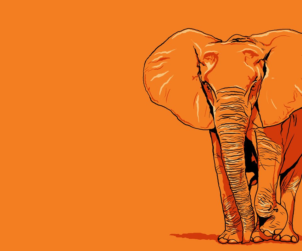 Обои арт, рисунок, слон, гигант, оранжевое, art, figure, elephant, giant, orange разрешение 2560x1600 Загрузить