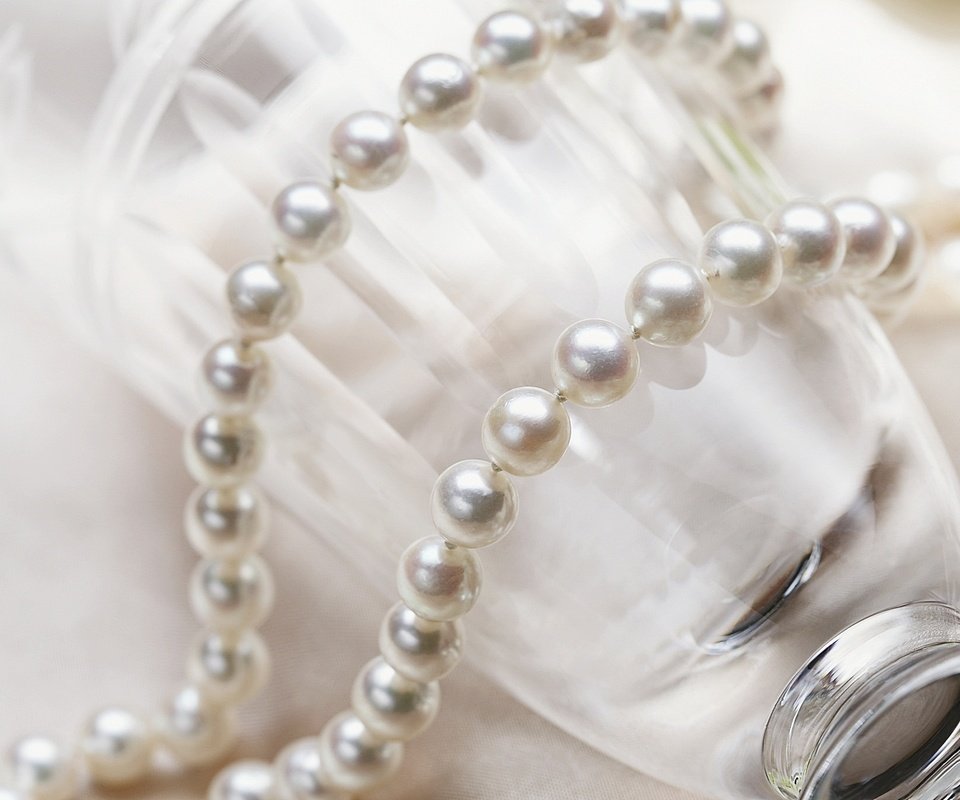Обои белый, бокал, ожерелье, жемчуг, white, glass, necklace, pearl разрешение 1920x1200 Загрузить