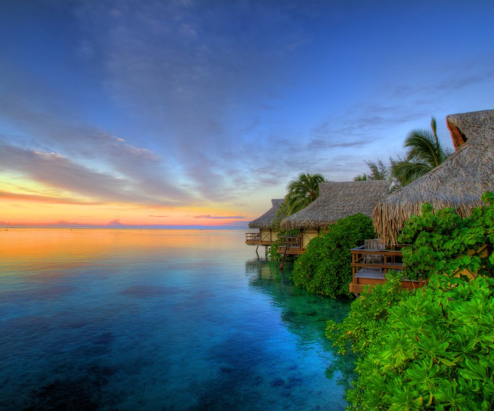 Обои закат, домик, таити, the island of moorea, sunset, house, tahiti разрешение 2560x1600 Загрузить